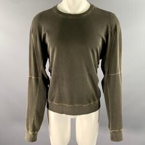 ACRONYM Size L Grey Olive Wash Cotton Crew-Neck Sweatshirt